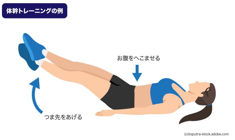 腰痛予防の体幹トレーニングの例